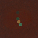 Mieczysław T. Janikowski, Kompozycja, z cyklu Miniatury, technika mieszana, płyta pilśniowa, deska, 8,5 x 11 cm