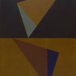Mieczysław T. Janikowski, Kompozycja z trójkątami, 1959, olej, płótno,116 x 89 cm