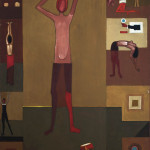 J. Nowosielski, Acrobats, 1964, oil, canvas,  100 cm x 80 cm