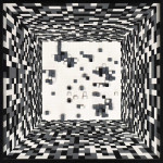 R. Winiarski, Obszar 50, 1970, akryl, deska, 50 cm x 50 cm x 10 cm